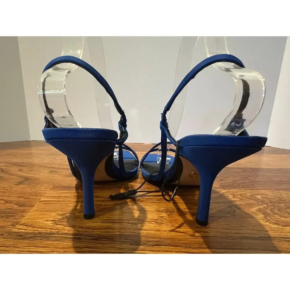 Zara Square Toe Strappy Slingback Heels Women’s 40 Cobalt Blue Sandals NWOB